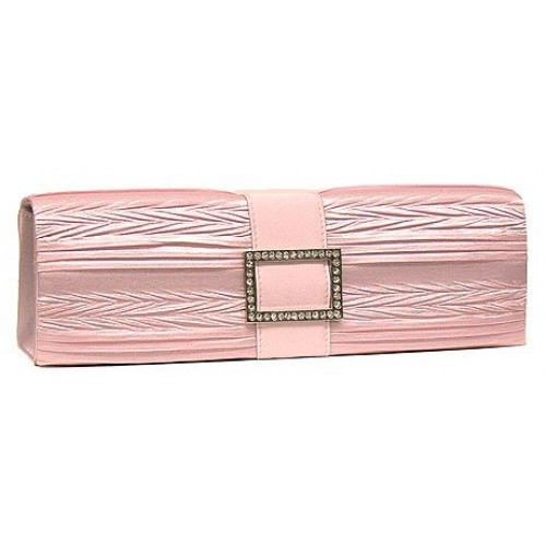 Evening Bag - Satin Pleated w/ Rhinestone Accent Charm - Black – BG-82848PNK Evening Bag - Satin Pleated w/ Rhinestone Accent Charm - Black – BG-82848PNK